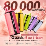 Vapsolo Quads 80K 4 az 1-ben eldobható vape – 80 000 slukk, több íz, újratölthető akkumulátor és Mesh Coil technológia bemutató kép