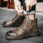 2022 Jesień Nowe Buty Martin Męskie Mid-Top Taktyczne Męskie Buty Retro Lokomotywa Skórzane Buty Brytyjskie Buty Z Okrągłym Noskiem