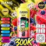 Tyrkysová BANG LEGEND 300K 8v1 s příchutěmi Vodní Meloun Dračí Ovoce, Jablko Hruška a Marakuja Kiwi Limeta