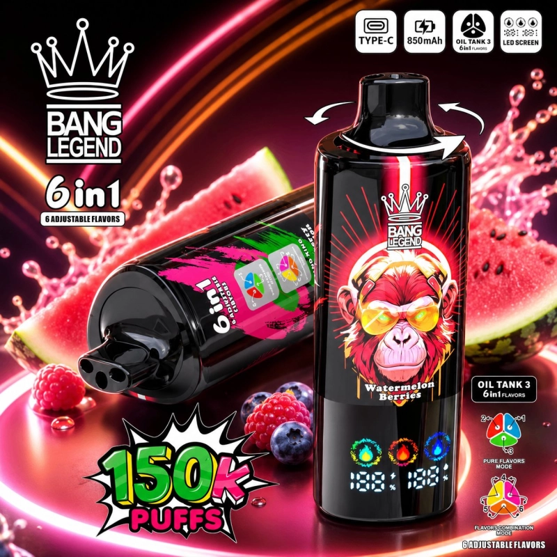Bang Legend 6 in 1 150000 Puffs Disposable Vape, Watermelon Berries
