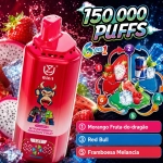 UZY 6 em 1 150000 Puxadas Vape Descartável, Morango Fruta-do-dragão