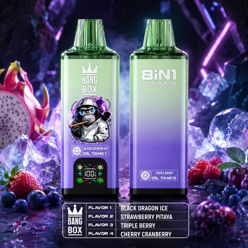 Bang Box 8IN1 200000 Puffs Disposable Vape, Black Dragon Ice Mixed Fruit