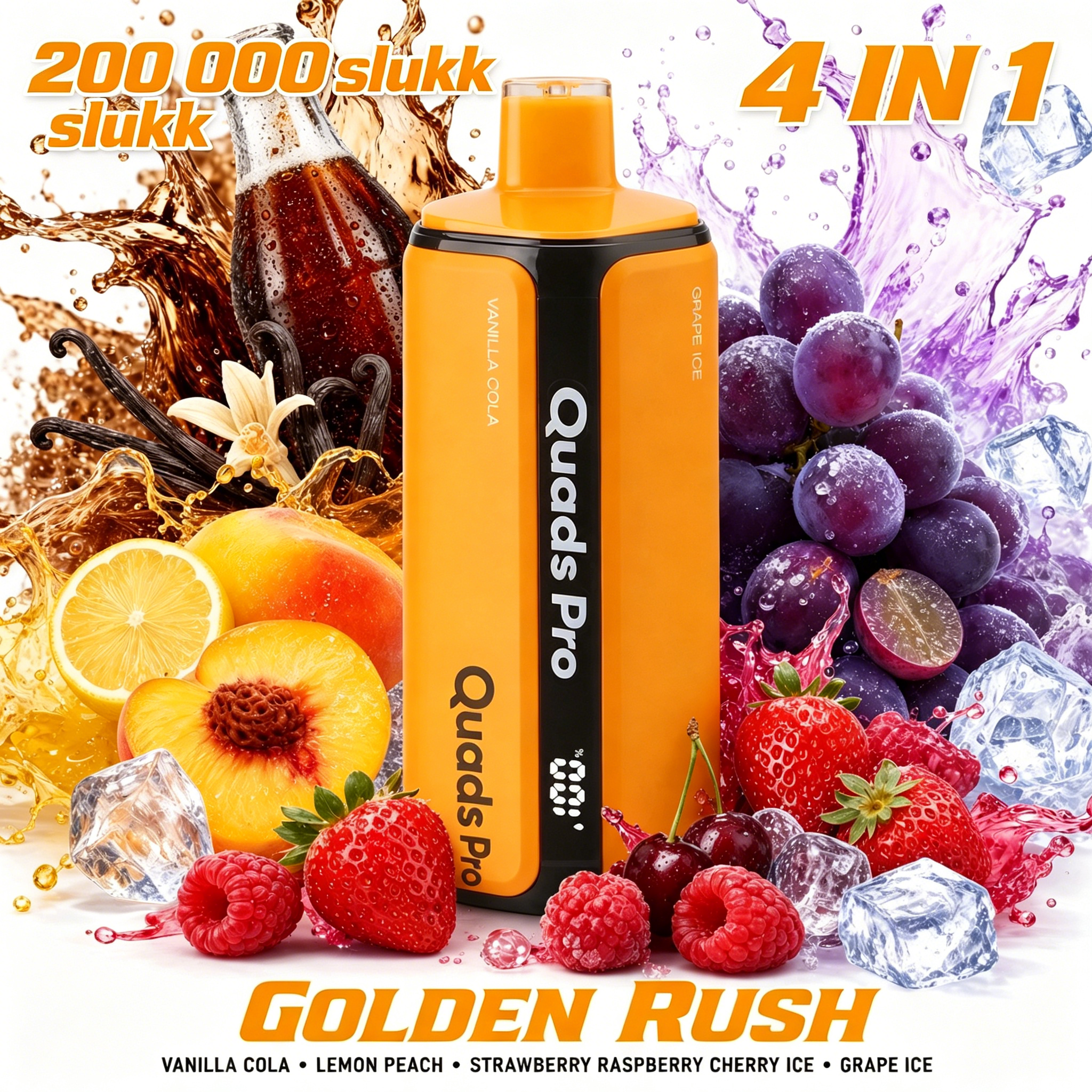 VOPVOP PRO 4 in 1 9.VANILLA COLA & LEMON PEACH & STRAWBERRY RASPBERRY CHERRY ICE & GRAPE ICE