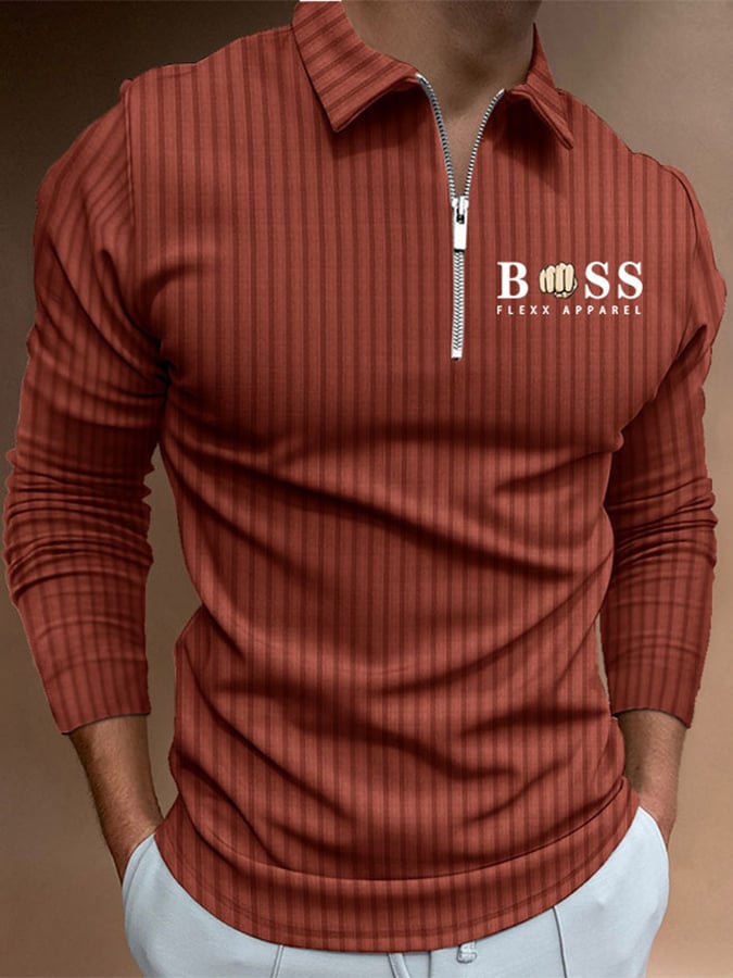 Pulôver com estampado de riscas e letras polo casual