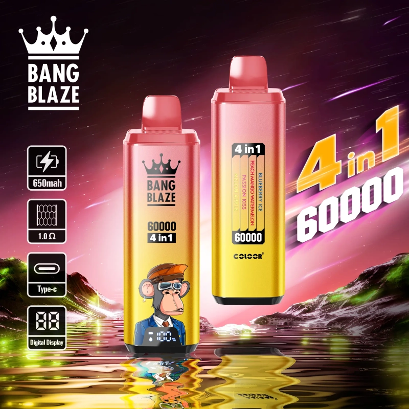 Bang Blaze® 60000 60 ezer szippantás 4 az 1-ben ízek legújabb eredeti újratölthető LCD kijelzős eldobható vape 2