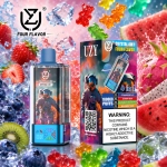 UZY 100K 4 az 1-ben eldobható vape – eper jég, gumimaci, görögdinnye-sárkánygyümölcs és áfonya-kiwi ízkészlet