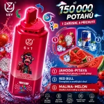 UZY 150K 6v1 jednorázová e-cigareta – Jahoda s dračím ovocem, Red Bull, Malina s vodním melounem
