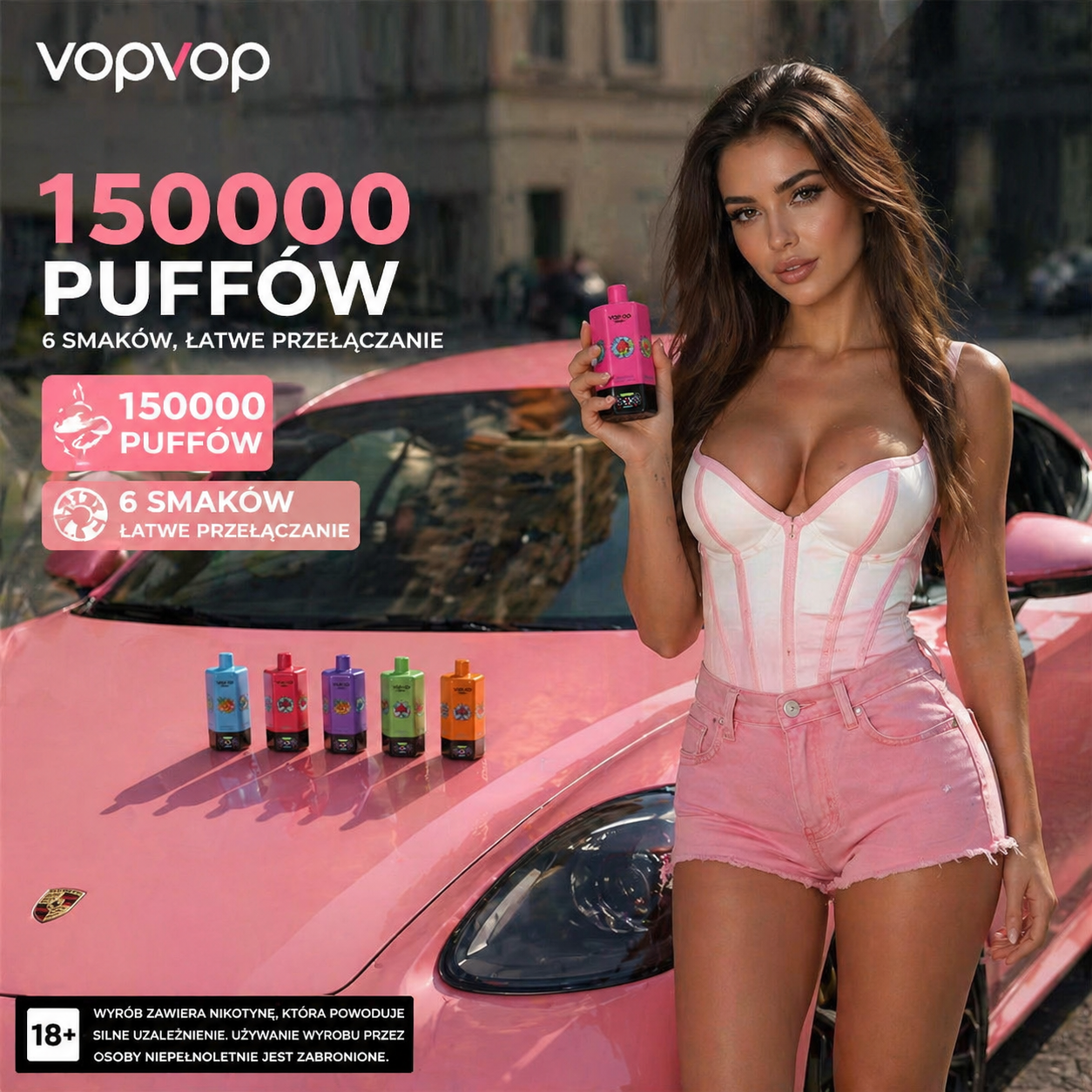 VOPVOP Vape o sześciu smakach (150 000 zaciągnięć)