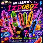 Bangbox-Vapor meglepetés ízdoboz nyitott dobozból kiemelkedő különböző készülékekkel
