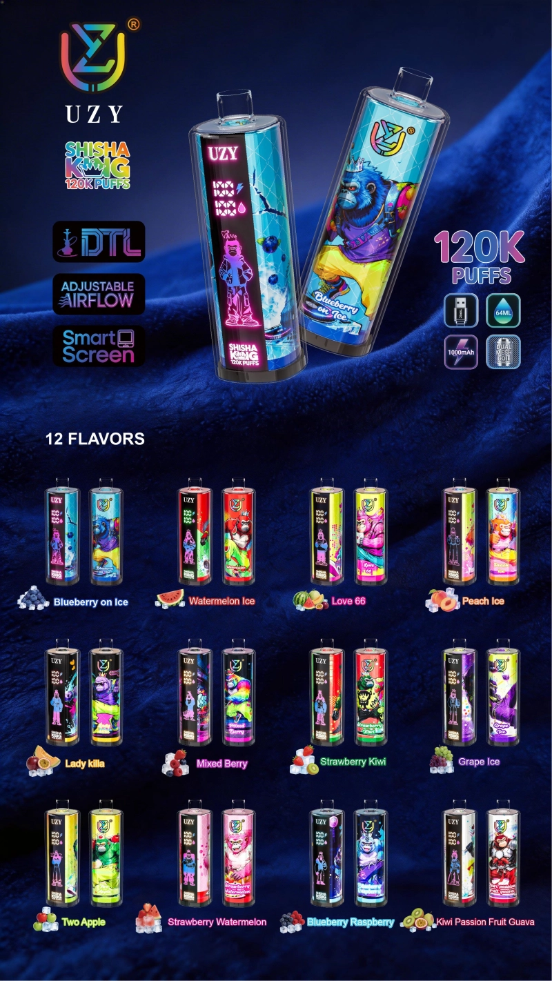 Packaging of UZY Shisha King 120k Puffs Disposable, Blueberry on Ice