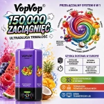 VopVop 150000 150000 zaciągnięć jednorazowy e-papieros, 6 owocowych smaków