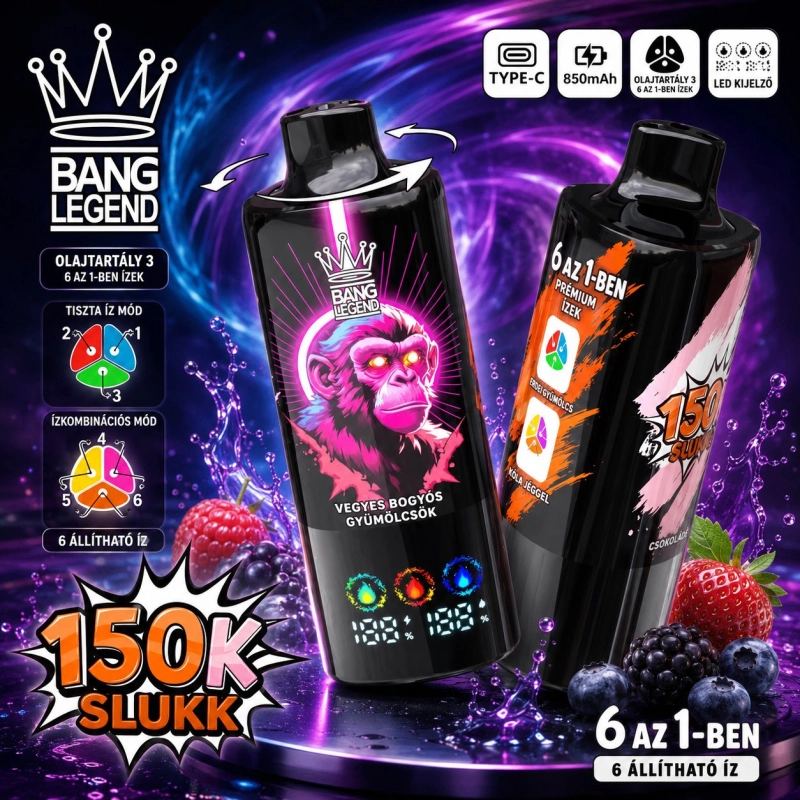 Bang Legend 150000 slukkos eldobható elektromos cigaretta, vegyes bogyós gyümölcsök