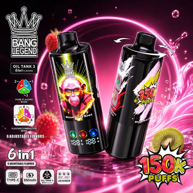 Bang Legend 150000 Puffs Disposable Vape, Strawberry Kiwi 6 in 1 Flavors
