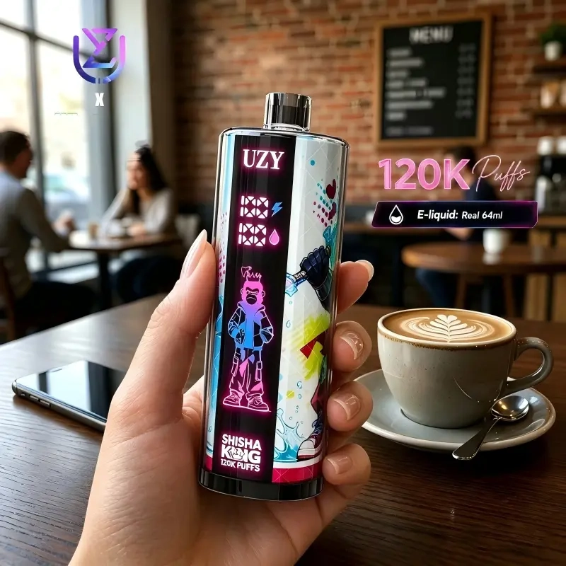 UZY SHISHA HOOKAH KING 120000 Crystal Design • Smart Screen • 120K Massive Puffs 1.Blueberry on ice