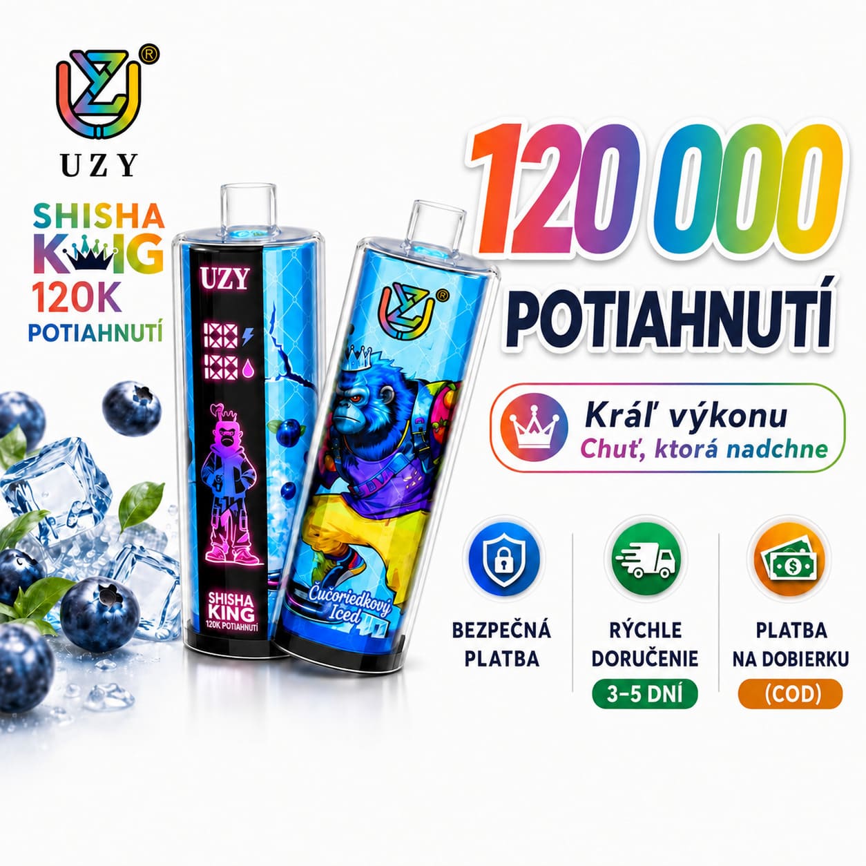 UZY Shisha Hookah King 120K DTL vape – 120 000 potiahnutí, platba na dobierku a rýchle doručenie