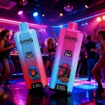 Person with Bang Legend 110K Disposable Vape, Blue and Pink