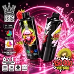 Růžová jednorázová vape BANG LEGEND 150K 6v1 s příchutěmi Peach Mango Watermelon a Mango Ice