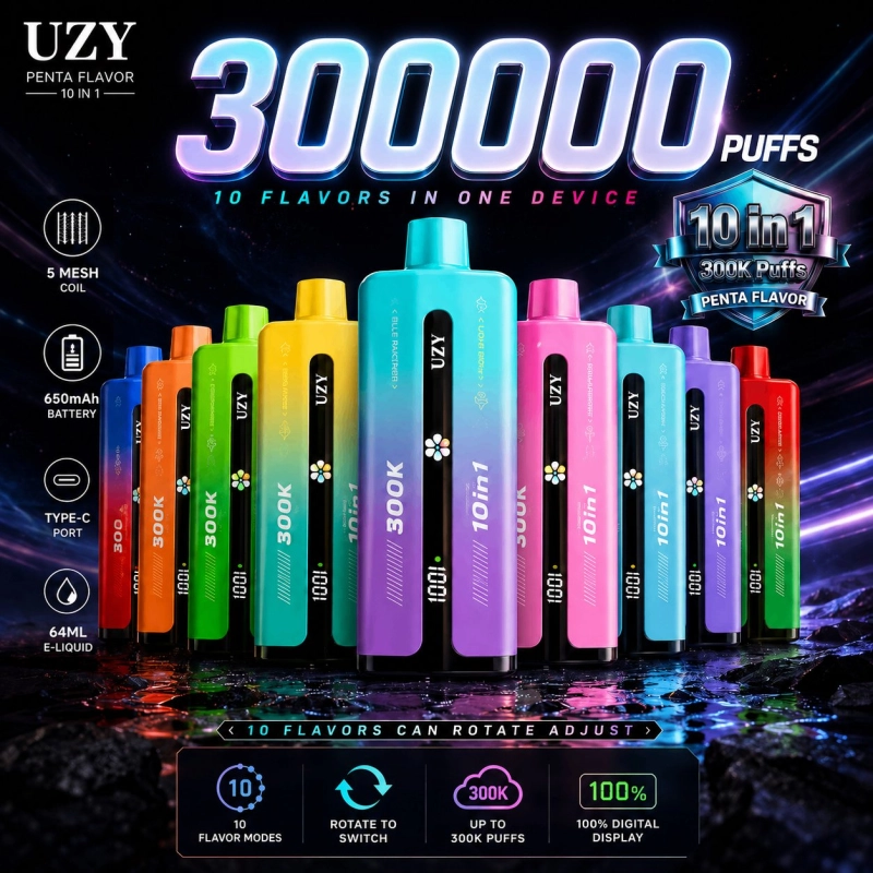 UZY Penta Flavor 300000 buchów Jednorazowy e-papieros, Wiele smaków mix
