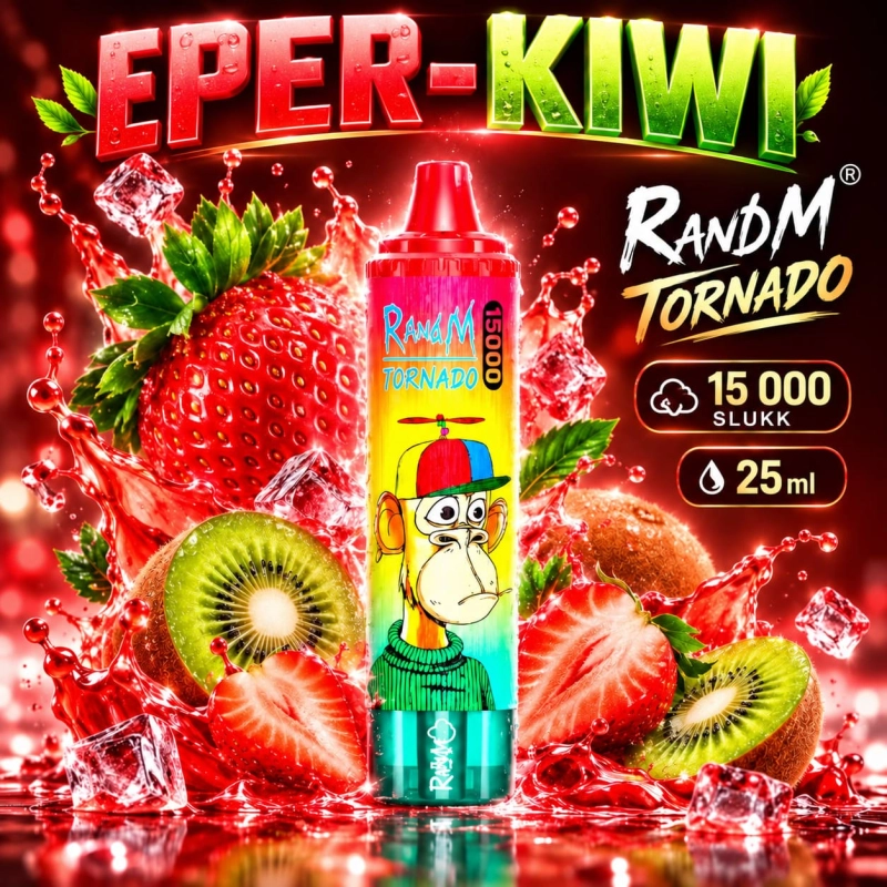 RandM Tornado 15000 Eper–görögdinnye íz – akár 15 000 slukk, 25 ml, Type-C újratölthető
