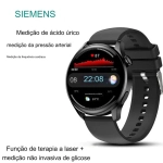 O relógio de terapia a laser Siemens pode monitorar sua frequência cardíaca, pressão arterial e níveis de açúcar no sangue