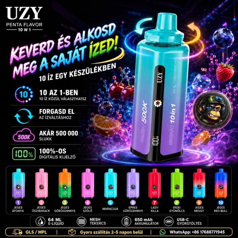 UZY Penta Flavor 500000 slukkos eldobható e-cigaretta, vegyes gyümölcs ízek