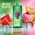 BANGBOX 80.000 puffs vape descartável 3-em-1 recarregável sabor melancia gelada, morango com sorvete e melão triplo
