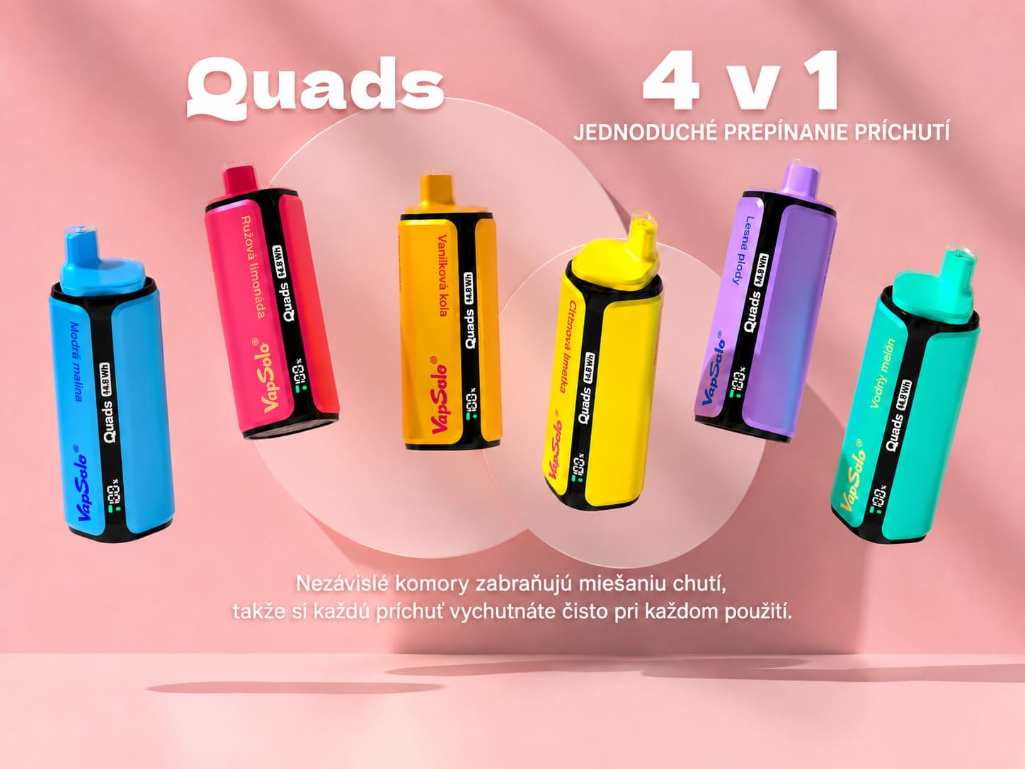 Vapsolo Quads 80K vape 4 v 1 – až 80 000 potiahnutí, LED displej, batéria 650 mAh