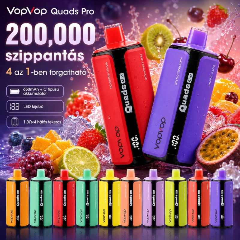VopVop Quads Pro 200000 szippantásos eldobható e-cigaretta, vegyes gyümölcsös színek