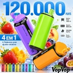 VopVop Quads 4 em 1 120.000 Puxadas Vape Descartável, Multicores