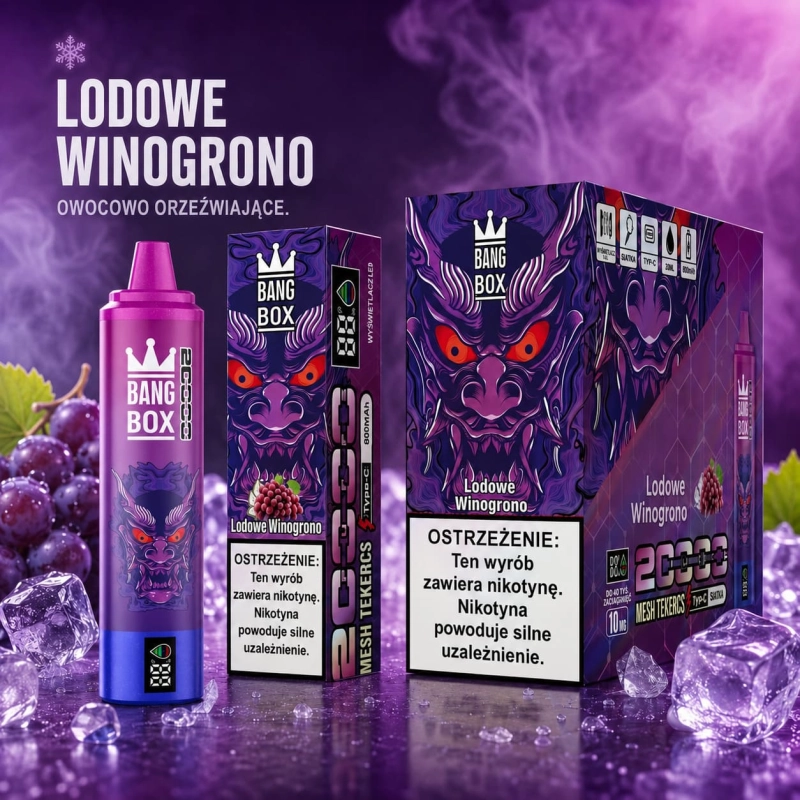 Bang Box 20000 Puffs Winogrono Ice vape jednorazowy smak winogron z chłodzeniem