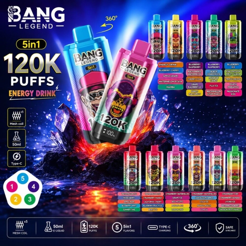 Bang Legend 120K 5w1 – Wydajny Jednorazowy Vape Losowe smaki