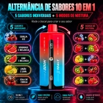 UZY Penta Flavor 500K com cereja gelada, morango e melancia, kiwi e melancia, limão e lima e cola de cereja.
