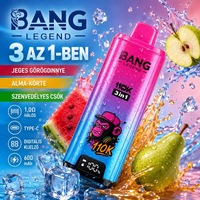 Bang Legend 3 az 1-ben 110000 slukk eldobható e-cigaretta, gyümölcsös mix