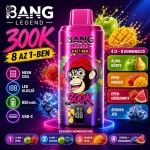Bang Legend 8in1 300K eldobható vape 8 íz kombinációval Type-C újratölthető mesh coil LED kijelzővel Magyarország