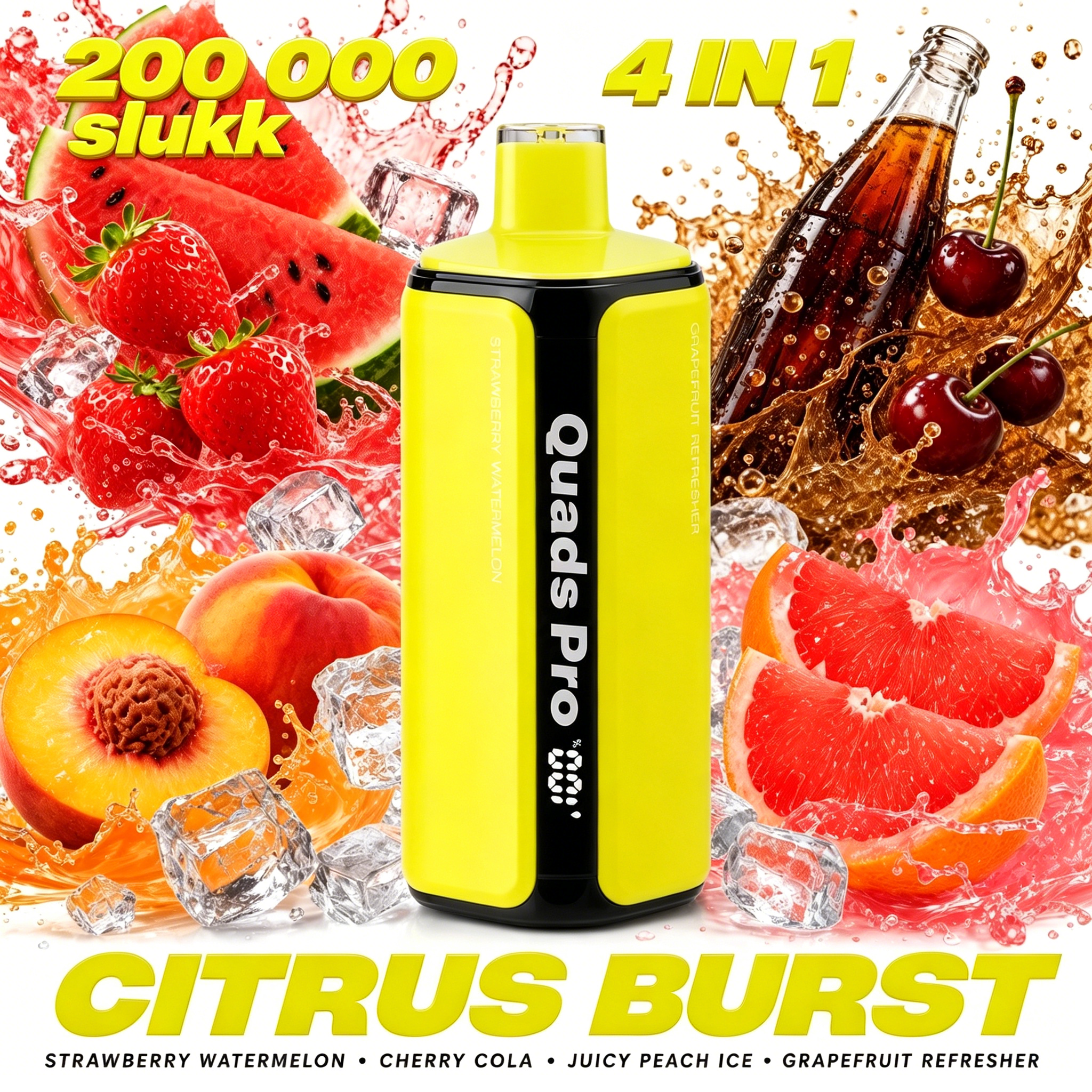VOPVOP PRO 4 in 1 6.STRAWBERRY WATERMELON & CHERRY COLA & JUICY PEACH ICE & GRAPEFRUIT REFRESHER