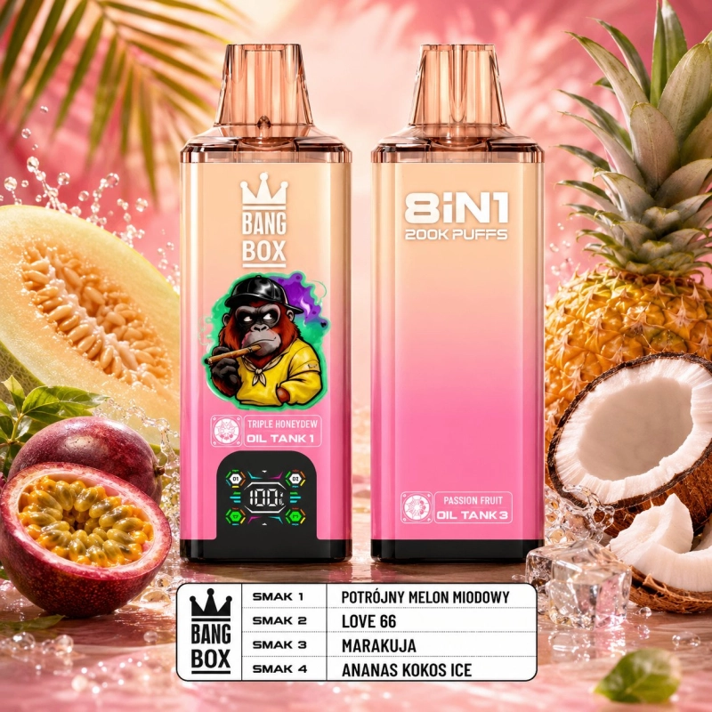 Bang Box 8 IN 1 200000 Zaciągnięć Jednorazowy Vape, Smaki Tropikalne