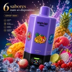 VOPVOP 150 000 Puffs vape descartável recarregável 6 em 1 com vários sabores e ecrã LED