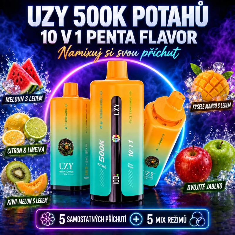 UZY Penta Flavor ledový meloun, citron limetka a kyselé mango Ice příchutě