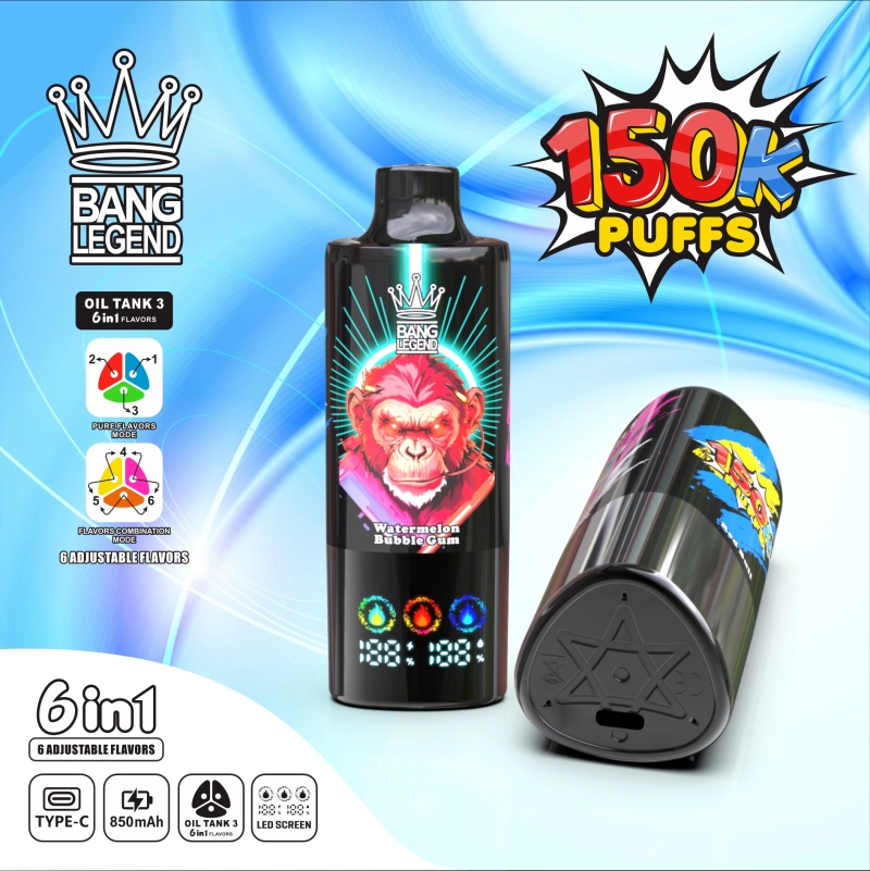 Bang Legend 150000 Puffs Disposable Vape, Watermelon Bubble Gum ízesítés