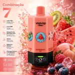 VOPVOP 150 000 Puffs Combinação 7 vape descartável 6 em 1 com Lady Killa, Love 666, Margarita de Morango-Kiwi, Mirtilo, Melancia Gelada e Pêssego Branco com Framboesa