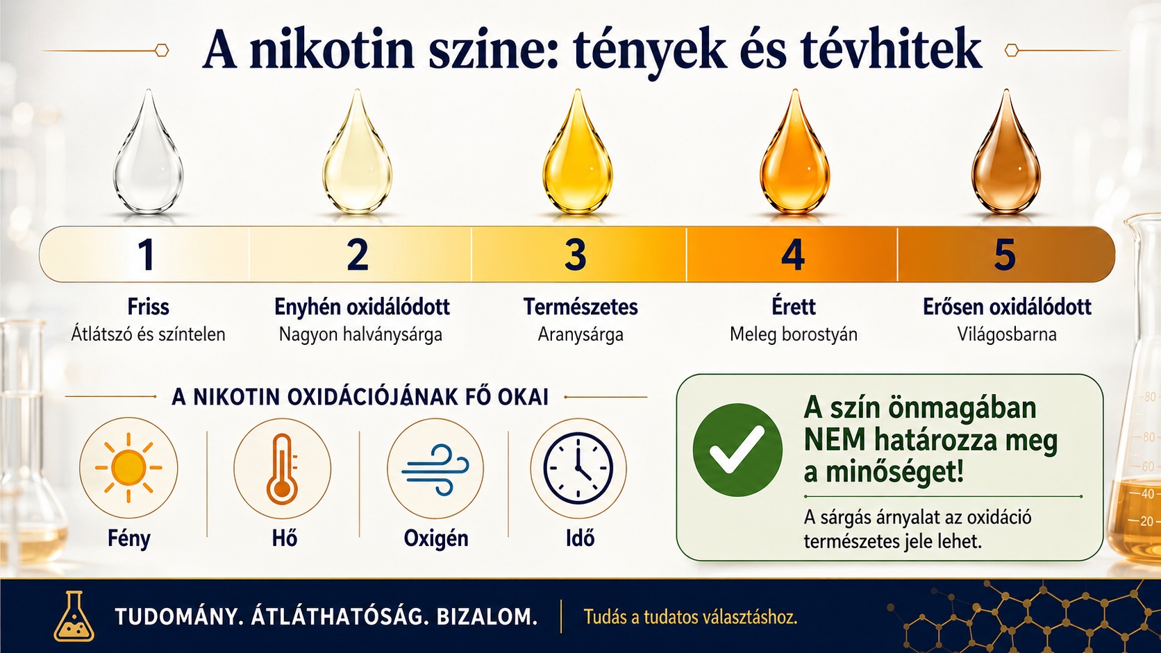Nikotin oxidáció és az e-liquid színváltozása