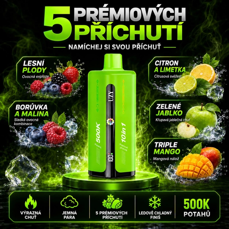 UZY Penta Flavor ovocné kombinace borůvka malina, zelené jablko a mango