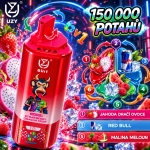 Růžová jednorázová vape UZY 150 000 potahů 6v1 s příchutěmi Mixed Berry, Směs Lesního Ovoce, Perliva Třešeň a Broskev Citron