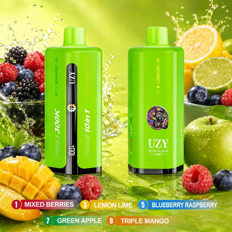 UZY Penta Flavor 300000 zaciągnięć Jednorazowy e-papieros, Mix owocowy zielony