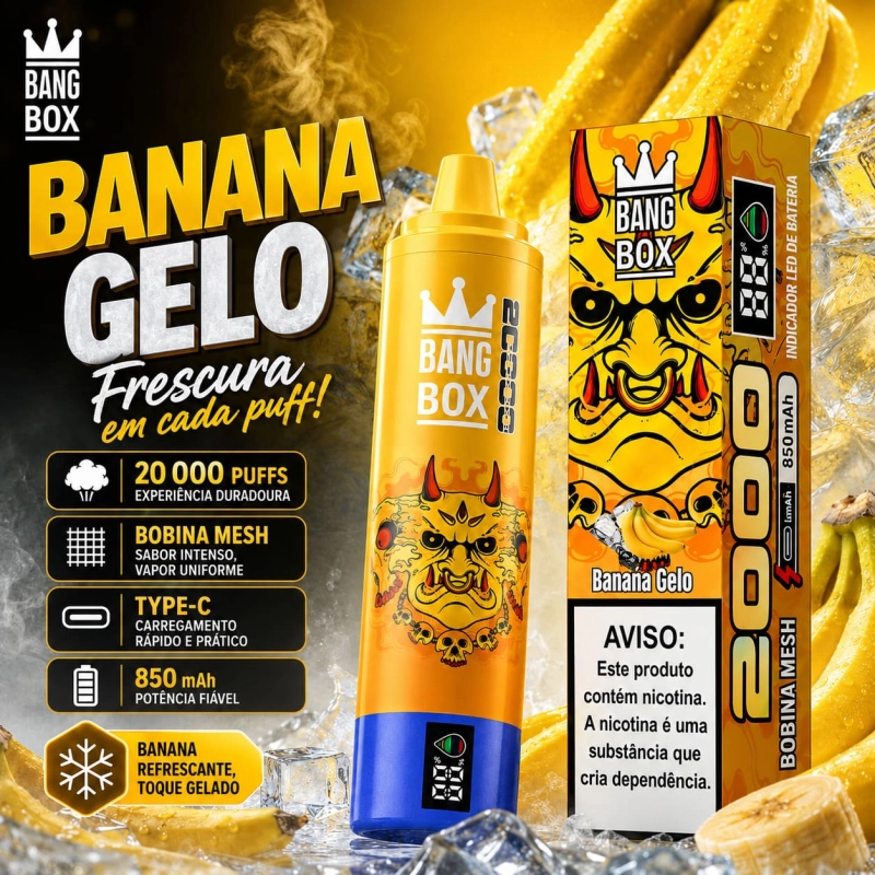 Banana gelada vape sabor cremoso doce com toque mentolado
