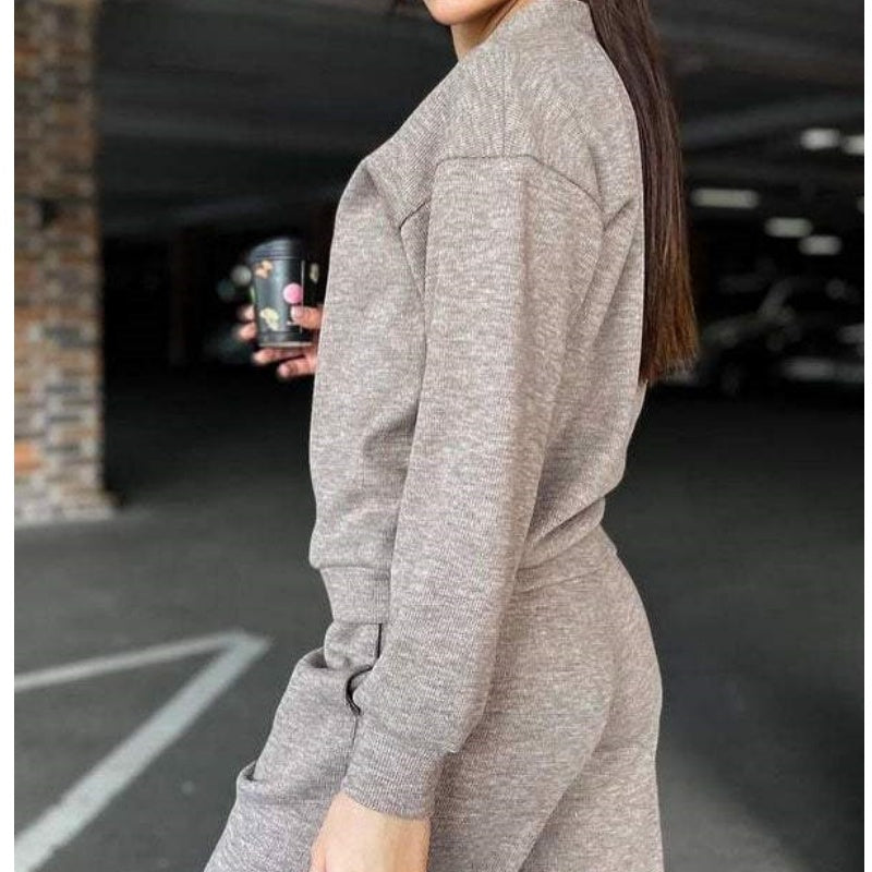 49% de desconto💥 Conjunto de casaco e calças de malha de duas peças para mulher com novo estilo outono