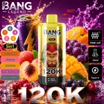 Bang Legend 120K energiaital, őszibarackfagylalt, mangófagylalt, áfonya-szőlő és fekete ribizli ízkészlet