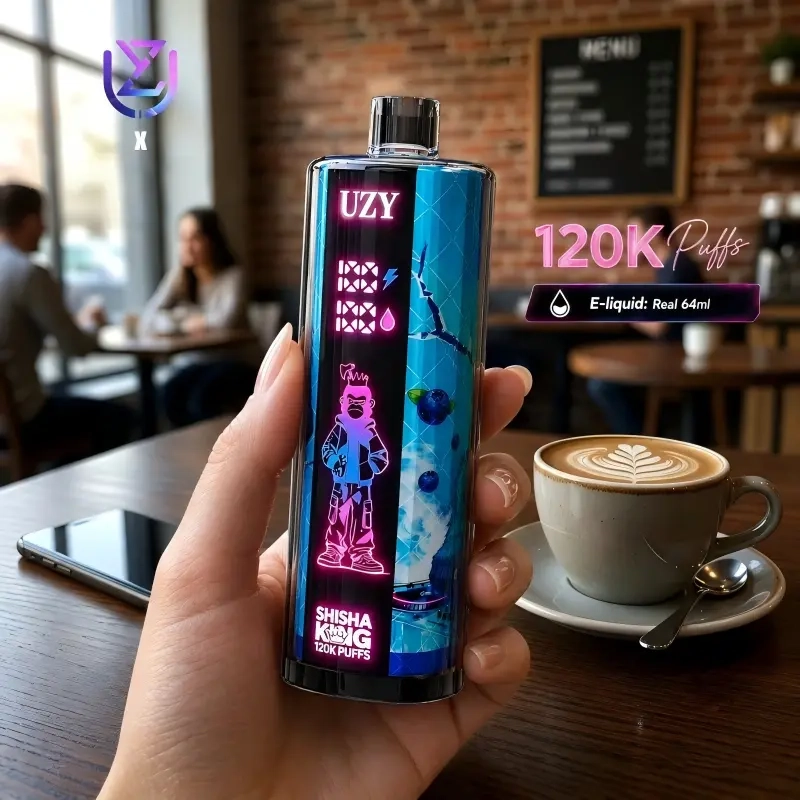 UZY SHISHA HOOKAH KING 120000 Crystal Design • Smart Screen • 120K Massive Puffs 1.Blueberry on ice