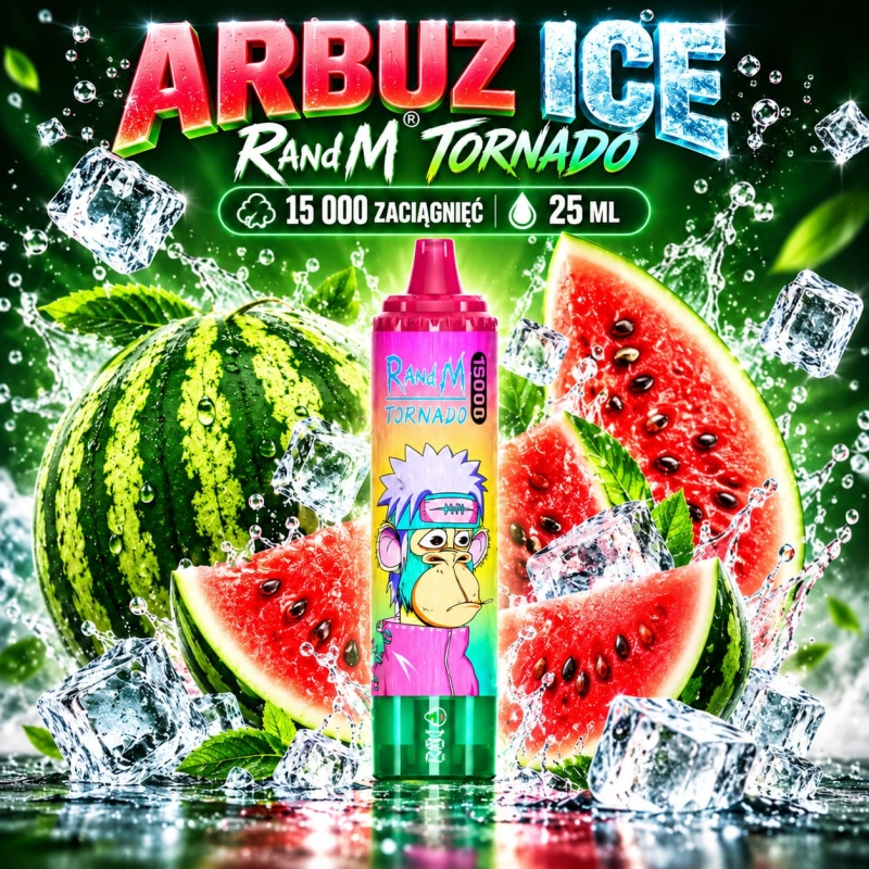 RandM Tornado 15000 o smaku Arbuz Ice – 25 ml, USB-C