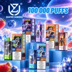 Coleção completa de vapes descartáveis UZY Crystal 4 em 1 com 100 000 puffs, LED e 4 sabores por dispositivo